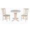 International Concepts 30 in. Solid Wood Round Top Dining Table with 2 Chairs, Unfinished K-30RT-23B-C10-2 - alternate 1
